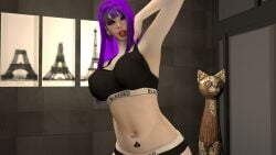 3d blacked blacked_clothing crashbanditkut ear_piercing eye_makeup eyelashes eyes eyeshadow female female_focus finger_ring fingers glitter hair hand_tattoo lips lipstick long_eyelashes long_hair looking_at_viewer makeup mascara nail_polish nails navel navel_piercing open_mouth pose purple_eyes purple_hair purple_nails queen_of_spades queen_of_spades_symbol ring seductive seductive_look spade_earrings spade_tattoo sports_bra sports_panties sportswear tattoo tattoo_on_arm teeth teeth_showing tongue tongue_piercing veins veiny_belly virt-a-mate virtamate