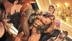 3boys abs another_eidos_of_dragon_vein_r anothereidos_of_dragon_vein_r bara beard beefy biceps big_areola big_breasts big_penis blonde_hair blurry_background blush bottomless brown_hair ceiling censored censored_penis censored_testicles chandelier clenched_teeth daddy dark_penis dilf enormous_penis erection exposed_breasts exposed_nipples feathers foreskin_folds gaia_(another_eidos) gay gigantic_penis gloves grin happy_trail hat hi_res huge_cock human human_only hunk indoor_nudity indoors long_penis magritte male male_breasts male_only manly mature_male monocle mosaic_censoring multicolored_hair muscles muscular muscular_arms muscular_legs muscular_male muscular_thighs neckerchief nightclub nullqllun oppai orange_eyes orange_hair pecs penis_bigger_than_arm penis_bigger_than_breasts penis_bigger_than_head penis_bigger_than_torso pocket_watch precum precum_drip pubic_hair shocked short_hair sideburns six_pack skimpy spiky_hair standing steam steampunk steamy_breath straps tattoo tattooed_arm thick_arms thick_penis thick_thighs tight_clothing tough_guy two-tone_hair veiny_penis welcoming wide_eyed yaoi