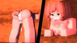 1boy 1girls 3d anal_sex ass blue_eyes creampie cum_in_ass glory_wall horny_female indoors milo_(ruby4354) mine-imator minecraft nude_female outside public_use red_hair ruby4354 smile stuck_in_wall tagme through_wall wet_pussy