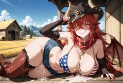 1girls after_fellatio after_sex after_vaginal ahe_gao ai_generated american_flag_bikini big_ass big_breasts big_butt bikini bikini_top blush blush bukkake cleavage clothed clothed_female covered_in_cum cowboy_boots cowboy_hat cowboy_pants cowgirl_outfit creamhorseai cum cum_covered cum_drip cum_in_mouth cum_in_pussy cum_inside cum_on_body cum_on_breasts cum_on_face curvy curvy_female curvy_figure dragon_girl dragon_horns dragon_humanoid excessive_cum farm farmgirl female fit fit_female fucked_silly half_dragon high_resolution highres horns horny horny_female huge_ass huge_breasts humanoid light-skinned_female long_hair mature_female milf mommy mommy_kink outdoors outside posing ranch red_hair rolling_eyes scarf seductive short_shorts smug smug_face smug_grin thick_thighs very_long_hair voluptuous voluptuous_female vshojo vtuber wide_hips yellow_eyes zentreya zentreya_(cowboy_bikini)