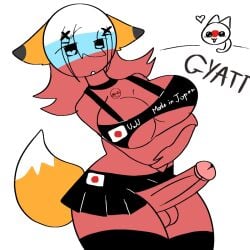 1ambiguous 1futa big_ass big_breasts big_penis brainrot_text breasts countryballs countryhumans countryhumans_girl fox_girl futanari japan_(countryhumans) japan_flag japanese_clothes penis russia_(countryhumans) russian_flag skirt thighhighs