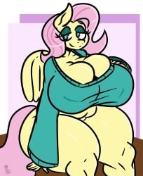 big_breasts breasts cleavage female fluttershy_(mlp) furry huge_breasts kingretrokirby tagme thick_thighs wide_hips