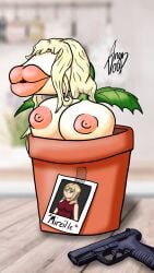1girls :>= big_breasts big_lips big_lips_no_eyes breasts demongirl987 expansion female female_only fuckplant large_breasts long_lips mireille_bouquet noir_(anime) plant plant_girl potted_plant succplant suck_and_fuck suckplant transformation