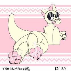 animated ass big_butt blinking bodily_fluids claws cum cum_on_feet feet foot_fetish foot_focus fur furry furry_female furry_only genital_fluids looking_at_viewer looking_back loop lying pawpads rain_world slugcat theenyface videocult white_body white_fur wrinkled_feet wrinkles