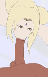 1boy balls big_ass black_skin blonde_hair brown_eyes dablacktornado dark-skinned_male dark_skin fellatio female forehead_jewel interracial large_penis lipstick long_penis male mature_female naked naruto naruto_(series) naruto_shippuden nude on_knee oral penis pov pov_eye_contact raikage sex straight testicles tsunade yellow_hair