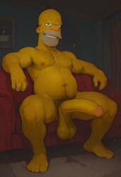 1boy ai ai_art ai_generated balls big_balls big_penis buuthang chubby chubby_male daddy father hairy hairy_male homer_simpson male male_only musclegut penis saggy_balls smug_face the_simpsons