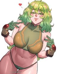 1girls boku_no_hero_academia breasts female female_focus female_only green_eyes green_hair hi_res large_breasts light-skinned_female light_skin looking_at_viewer luchidart midriff my_hero_academia my_hero_academia_(finale) smile solo thighs tooru_hagakure tooru_hagakure_(post-timeskip) tooru_hagakure_(visible) wide_hips