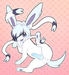 1boy 3_toes :3 alternate_color aspen ass big_ears black_highlights black_nose blue_blush blue_eyes blue_fur blue_penis bow ears_up eeveelution erection feet fur grey_eyes hair hair_highlights hair_over_eyes half-closed_eyes hi_res inviting knot leg_markings leg_up long_ears looking_at_viewer male male_only male_sylveon markings nintendo original_character pawpads paws penis pink_background pokémon_(species) pokemon pokemon_xy presenting presenting_penis purple_fur purple_hair ribbons scorbunny_(artist) sheath simple_background smile socks_(marking) solo spread_legs spreading sylveon tail teeth testicles text toes tongue video_games watermark white_fur white_hair