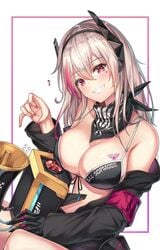 1girls breasts cenangam cleavage female female_only girls'_frontline highres large_breasts looking_at_viewer m4_sopmod_ii_(girls'_frontline) ro635_(girls'_frontline) smile smiling