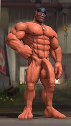 abs bara barazoku big_muscles big_pecs foreskin long_foreskin low_hanging_testicles machosoldier male_only manly muscular muscular_male sagging_balls soldier soldier_(team_fortress_2) team_fortress_2