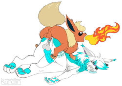 1boy 1futa anthro anthro_on_feral anthro_penetrated anus artica_sparkle big_penis black_nose blue_fur bodily_fluids breasts canid canine completely_nude duo eeveelution feral feral_penetrating feral_penetrating_anthro fire flareon full-package_futanari fur futanari genital_fluids intersex intersex/male intersex_on_feral intersex_penetrated kandlin male male_penetrating mammal nintendo nude orange_fur original_character penetration penis pokémon_(species) pokemon pokemon_rgby sex simple_background testicles text unconscious vaginal_penetration video_games white_background white_fur zoophilia