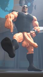 abs bara barazoku big_muscles big_pecs foreskin long_foreskin low_hanging_testicles machosoldier male_only manly muscular muscular_male sagging_balls soldier soldier_(team_fortress_2) sunglasses team_fortress_2