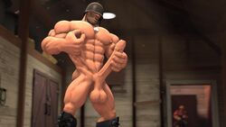 abs balls bara barazoku big_muscles big_pecs erection foreskin functionally_nude long_foreskin low_hanging_testicles machosoldier male_masturbation male_nipples male_only manly muscular muscular_male nipple_pinch nipple_tweak nipples penile_masturbation sagging_balls soldier soldier_(team_fortress_2) team_fortress_2