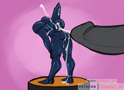 1boy 1girls alien alien_genitalia alien_pussy amiibo anonymous armor artist_signature ass ass_up bent_over bukkake cum_dripping cum_on_ass cum_on_body cum_on_legs cum_on_lower_body cum_on_upper_body dark_samus female figure glowing glowing_markings glowing_pussy human humanoid interspecies long_legs male male_human/female_alien male_human/female_humanoid metroid metroid_(creature) metroid_prime metroid_prime_3:_corruption micro patreon patreon_username penis phazon_slut pink_background text thick_thighs watermark xenophilia