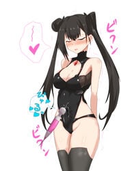 1futa black_hair blush breasts brown_hair cameltail cum cum_under_clothes cumshot dickgirl ejaculation erection erection_in_panties erection_under_clothes eyebrows futa_only futa_sans_balls futanari girls'_frontline heart highres intersex long_hair orange_eyes ouroboros_(girls'_frontline) panties panty_bulge penis penis_bulge penis_in_panties penis_under_clothes pussy sangue_llia sangvis_ferri small_penis solo twintails vibrator