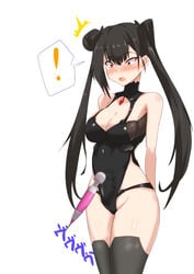 1futa :o black_hair blush breasts brown_hair erection erection_under_clothes female futa_only futanari girls'_frontline highres orange_eyes ouroboros_(girls'_frontline) sangue_llia sangvis_ferri solo tagme tearing_up twintails vibrator