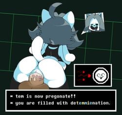 anthro breasts canine cum cum_in_pussy dongitos duo edit feline female huge_cock hybrid impregnation male mammal nipples ovum penis pussy sex sperm_cell straight temmie temmie_(undertale) thick_thighs third-party_edit undertale