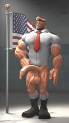 abs bara barazoku big_muscles big_pecs foreskin long_foreskin low_hanging_testicles machosoldier male_only manly muscular muscular_male sagging_balls soldier soldier_(team_fortress_2) team_fortress_2