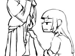 1futa 1girls 2025 animated baecohn balls big_penis black_and_white breasts clothed clothing cock_shock delayed_reaction dickgirl duo erection female fully_clothed futa_on_female futanari gif huge_cock huge_penis human intersex long_penis looking_at_penis mostly_clothed pants_pull penis penis_awe pulling_down_pants raised_skirt side_view simple_eyes sketch skirt smooth_balls smooth_penis surprised uncensored