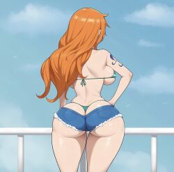 1girls ai_generated back_view big_ass big_butt bikini curvy curvy_figure female female_only hips jeans long_hair marpe marshalperv nami one_piece orange_hair pervmarshal shorts solo solo_female tatto tattoo thick_thighs wide_hips