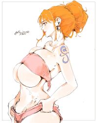 1girls 2d big_breasts bon_drawr clothing female female_focus female_only huge_breasts long_hair nami nami_(one_piece) one_piece post-timeskip tagme tattoo