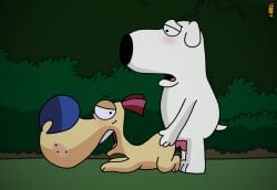 anal anal_sex animal_genitalia animal_penis anthro brian_griffin canid canine canine_genitalia canine_penis canis corneil corneil_and_bernie domestic_dog duo family_guy fur genitals male male/male mammal nickelodeon penetration penis sex sherrymedia white_body white_fur yellow_body yellow_fur