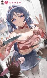 1girls areolae big_breasts breast_press breasts breasts_bigger_than_head breasts_out breasts_out_of_clothes cleavage cleavage_cutout crazy_mita_(miside) curvaceous curvy curvy_figure female huge_breasts large_breasts looking_at_viewer male miside mita_(miside) nipple_slip nipples nipples_outside perky_nipples pink_nipples pinup sex_toy sex_toys tits_bigger_than_head tits_out underboob underboob_cutout underbust variant_set vibrator wand_vibrator xia'mi xiami yandere