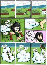 1girls black_hair chasing comic comic_page driplette falling_asleep final_fantasy_vii puffball running running_away taking_clothes_off yuffie_kisaragi