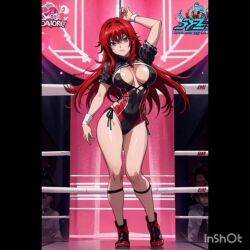 ai_generated big_breasts blue_eyes bodysuit condorenox7 female high_school_dxd red_hair rias_gremory solo_female wrestler wrestling wrestling_outfit wrestling_ring