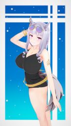 1girls 3d animal_ears glasses gold_ship_(umamusume) horse_girl horse_tail koikatsu long_hair mike_oxlong pink_hair smile swimsuit umamusume white_hair