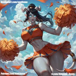 ai_generated cheerleader cheerleader_uniform college draenei draenei_female university warcraft