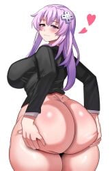 1girls 2023 aged_up ass ass_focus blush bottomless breasts commission compile_heart dat_ass female female_only heart hips huge_ass huge_breasts idea_factory impossible_clothes light-skinned_female light_skin long_hair looking_at_viewer nepgear neptunia_(series) office_lady purple_eyes purple_hair simple_background solo solo_female thick_thighs thighs wide_hips ytrall