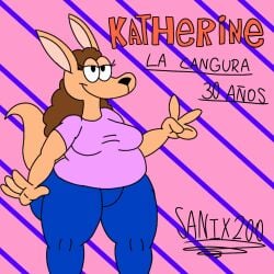 adorable cartoon chubby chubby_female furry furry_female kangaroo kangaroo_girl kangaroo_humanoid katherine_(walterveli28987) walterveli28987