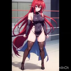 ai_generated big_breasts blue_eyes bodysuit condorenox7 female high_school_dxd red_hair rias_gremory solo_female wrestler wrestling wrestling_outfit wrestling_ring