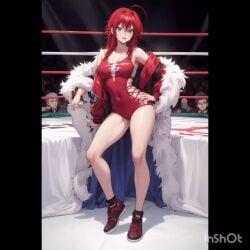 ai_generated big_breasts blue_eyes bodysuit condorenox7 female high_school_dxd red_hair rias_gremory solo_female wrestler wrestling wrestling_outfit wrestling_ring