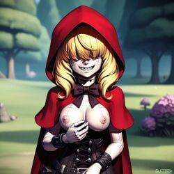 1girls ai_generated big_breasts chapero chaperomon digimon digimon_(species) doll dralexz fairy_tales hentai literature little_red_riding_hood monster monster_girl patchwork patchwork_skin pointy_chin public_domain seaart.ai