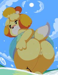 10s 1girls 2010s 2019 4_fingers animal_crossing animal_crossing_new_leaf animal_ears anthro anthro_only anthrofied anus ass_focus beach big_ass big_butt black_and_white_eyes black_nose blush bubble_ass bubble_butt butt butt_focus butt_shot canid canine canis clitoris cute dat_ass digital_drawing_(artwork) digital_media_(artwork) dream-cassette embarrassed fat_ass fat_butt female female_anthro female_focus female_only fur furry furry_only genitals hi_res hoshime huge_ass huge_butt humanoid_genitalia humanoid_hands humanoid_pussy humanoid_vagina isabelle_(animal_crossing) labia mob_face multicolored_fur multicolored_tail naked naked_female nintendo nude nude_female outdoors outside plump_ass presenting presenting_anus presenting_ass presenting_butt presenting_genitalia presenting_hindquarters presenting_pussy presenting_vagina pussy rear_view round_ass round_butt shih_tzu smile solo solo_female solo_focus tail thick thick_ass thick_thighs toy_dog two_tone_fur two_tone_tail wardrobe_malfunction white_fur wide_hips yellow_fur