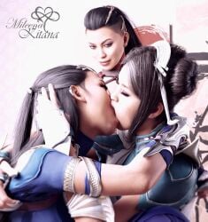 3d 3girls black_hair breasts bust busty chest curvaceous curves curvy curvy_figure dark_hair edenian female female_focus hips hourglass_figure incest kitana kiteena kunoichi large_ass large_breasts legs light-skinned_female light_skin mature mature_female mileena mortal_kombat mortal_kombat_1_(2023) netherrealm_studios ninja princess rayalterego23 selfcest sisters slim_waist tarkatan thick thick_hips thick_legs thick_thighs thighs titan_kitana twins voluptuous waist wholesome wide_hips