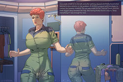 1girls alien alien_(franchise) areola big_areola big_breasts big_butt big_clitoris big_nipples bulge busty butt chris_and_neomorph chris_hundak clitoris clitoris_bulge clothed english english_text female green_jumpsuit hips huge_breasts huge_pussy human hyper jumpsuit orionart pale-skinned_female pale_skin plump_labia puffy_areola puffy_nipples puffy_pussy pussy_bulge solo_female story tight_clothing tight_fit