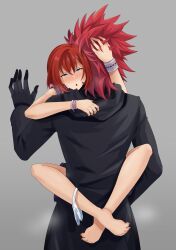 1boy 1girls artist_request axel_(kingdom_hearts) female kairi kingdom_hearts red_hair redhead tagme unseen_male_face