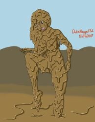 breasts completely_covered_in_mud dirty dirty_girl dukenougat3d female mud muddy naked nude solo tagme