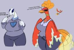 artesjsc big_breasts breasts cleavage female ho-oh huge_breasts lugia milf pokemon pokemon_(species) thick_thighs wide_hips