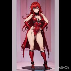 ai_generated big_breasts blue_eyes bodysuit condorenox7 female high_school_dxd red_hair rias_gremory solo_female wrestler wrestling wrestling_outfit wrestling_ring