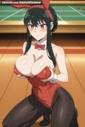 1girls ai_generated aindroidparanoid big_breasts black_hair breasts bunny_costume bunny_ears bunny_girl bunny_tail bunnysuit cameltoe casino cleavage female female_only grabbing_own_breast huge_breasts indoors narrow_waist nipples red_eyes sensual slim_waist solo spy_x_family squeezing squeezing_breast stable_diffusion thick_legs tight_clothing yor_briar yor_forger