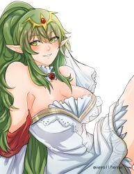 1girls alternate_costume bride cleavage dress fire_emblem fire_emblem_awakening fire_emblem_heroes green_eyes green_hair large_breasts nintendo official_alternate_costume sierra117renner simple_background smile tiki_(adult)_(bridal)_(fire_emblem) tiki_(adult)_(fire_emblem) tiki_(fire_emblem) wedding_dress white_background