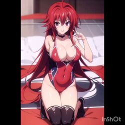 ai_generated big_breasts blue_eyes bodysuit condorenox7 female high_school_dxd red_hair rias_gremory solo_female wrestler wrestling wrestling_outfit wrestling_ring