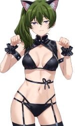 breasts female female_only green_hair looking_at_viewer n3vermind_mir purple_eyes solo sousou_no_frieren ubel_(sousou_no_frieren)