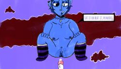 awful_hospital blue_hair blue_skin breasts choker goth