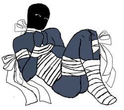 bondage ivan_(oc) male mandela_catalogue no_visible_genitalia ribbon_bondage solo solo_male