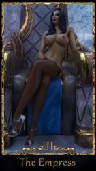 1girls 3d female female_only high_heels jasinai_greene nude nude_female stockings throne warcraft warlock_(warcraft) world_of_warcraft ych_commission zentaeron